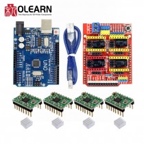 CNC Shield Expansion Board +UNO R3 Board With USD For Arduino+4pcs Stepper Motor Driver A4988 Kits 